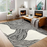 Garvee Area Rugs 8x10 Washable Rugs Modern Area Rug for Bedroom Living Room Rug Abstract Line Rug Non Slip Carpet Throw Rugs Large Area Rug Stain Resistant Office Rug Classroom Rug 8'x10' Beige - Beige