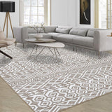 Garvee Washable Rug 8x10 Soft Large Moroccan Rug for Living Room Indoor Modern Geometric Carpet for Bedroom Low Pile Non Slip Accent Rug for Dining Room Home Office, Home Decor Rug, Light Brown - Light Brown
