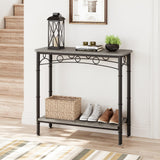 Garvee Small Console Table, Retro Sofa Table with Storage, 2 Tier, MDF & Metal, For Living Room, Entryway, Hallway, Foyer, Grey - Grey