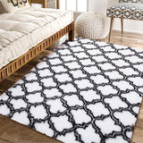 Garvee Area Rugs 8x10 Living Room Rug Shaggy Rug Kids Rug Plush Rug Geometic Carpet Moroccan Rug for Bedroom Fluffy Rug Soft Shag Rug Non Skid Rug Modern Large Area Rug Nursery Rug 8'x10' White/Black - Black & White