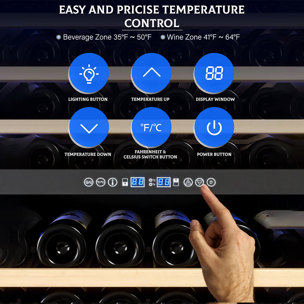 GARVEE Dual Zone Freestanding Wine Fridge - 154 Bottle Capacity