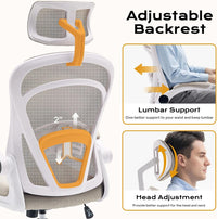 Garvee Ergonomic Office Chair, 300 LBS Capacity, High Back Mesh Desk Chair with Wheels, Flip-Up Armrests, Comfortable Lumbar Support Gaming Chairs for Home Office, Bedroom, Study, Beige