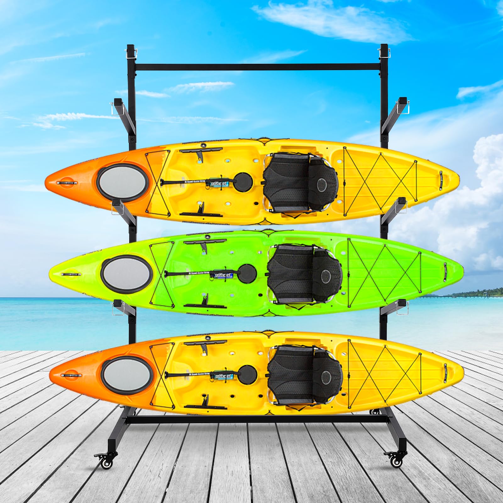 Garvee Kayak Storage Rack Heavy Duty Steel Frame With Wheels For Indoo