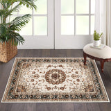 Garvee Washable Vintage Area Rug - 2x3 Traditional Oriental Medallion Floral Design, Stain Resistant Indoor Print Carpet for Entryway Bedroom Living Room Office Kitchen, Kid & Pet Friendly, Beige - Beige