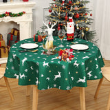 Garvee Christmas 60 Inch Round Table Cloth Waterproof Decorative Fabric Table Cover for Outdoor Picnic, Kitchen and Christmas Dinner, Green, 60 Inch Round - Green