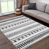 Garvee Boho Black & White 6x9 Large Modern Geometric Area Rug Non Slip Stain Resistant Bohemian Carpet Machine Washable Farmhouse Area Rug for Living Room Bedroom Dining Room - Black & White