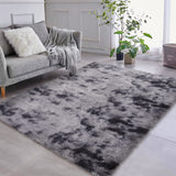 Garvee Fluffy & Sheepskin Dark Grey 5x8 Abstract Shag Fur Rug, Cozy Furry Plush for Kids Living Room Bedroom Home - Dark Gray