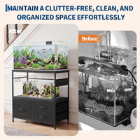 Garvee 20-29 Gallon Fish Tank Stand, Metal Double Aquarium Stand with Cabinet, Heavy Duty Reptile Terrarium Stand for Home Office Fish Tank Shelf, 330LBS Capacity, Black