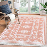 Garvee Boho Washable Area Rug, Non-Slip Moroccan Tribal Carpet with Tassels, Stain-Resistant Farmhouse Geometric Floor Cover, Pink - Pink