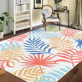 Garvee 9x12 Rug Washable Rugs Modern Throw Rugs Boho Rug for Living Room Non Slip Rugs Botanical Area Rug for Bedroom Office Rug Neutral Nursery Rug Palm Leaves Rug Farmhouse Floor Cover Multi Color - Multicolor