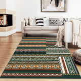 Garvee Washable Area Rug 5x7 Living Room Rugs Washable Farmhouse Vintage Neutral Large Rug Tribal Geometric Soft No Slip Indoor Rug Thin Floor Carpet for Bedroom Under Dining Table Home Office - Green Multi