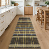 Garvee Plaid Washable Runner Rug 2x6 Soft Non Slip Kitchen Rug Brown Modern Checkered Textured Entryway Rug Low Pile Stain Resistant - Brown