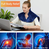 Garvee Heating Pad for Neck and Shoulders Back Pain Relief, Electric Weighted Heating Pads with Auto Shut Off Large, Full Body Back Heat Pad Fast Heating, 4 Temperature Settings (Navy Blue, 33"x22")