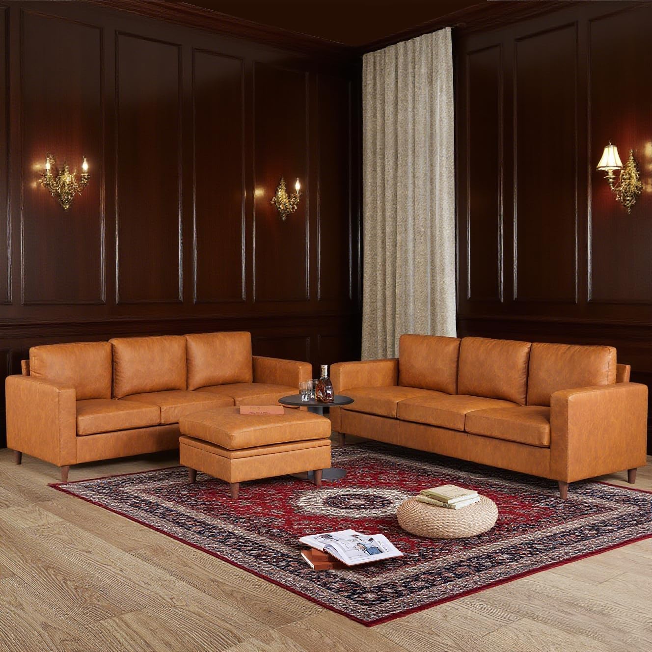Garvee 74" Leather Couch for Living Room, Modern Sofa Couches with Padded backrest, Upholstered Sofa with Armrests and Comfy Cushions, Deep Seat Sofas for Living Room, Bedroom, Office