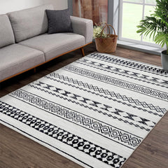 Garvee 10x13 Large Area Rug Boho Washable Rugs for Living Room Ultra-Soft Non-Slip Backing Accent Bedroom Rug Low Pile Non-Shedding Farmhouse Floor Carpet for Dining Room Nursery Dorm Office Black