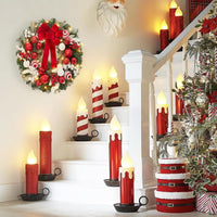 Garvee Pre-Lit Christmas Wreath for Front Door, 24 Inch Large Lighted Wreath with Xmas Balls, Red Bow & Berries, Battery Operated Christmas Wreath for Fireplace Window Wall Xmas Decoration, Red