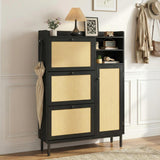 Garvee Shoe Cabinet With 3 Flip Drawers Slim Narrow Freestanding Shoe Storage Organizer For Entryway Hallway Foyer Metal Legs - Black