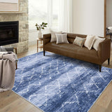 Garvee Area Rug Washable Rugs for Living Room Modern Abstract Lines Area Rug for Bedroom Contemporary Distressed Geometric Office Rug Low Pile Neutral Soft Nursery Rug 5'x7' Blue - Blue