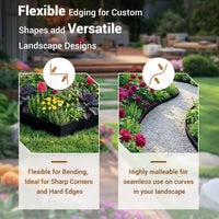 Garvee Metal Garden Edging 40" x 8" (10 Pack) – Bendable Heavy-Duty Galvanized Steel Landscape Border with Hammer-In Stakes, Rustproof for Lawn, Flower Beds & Pathways