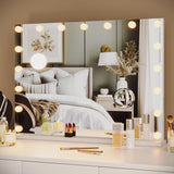 Garvee Vanity Mirror with 17 Dimmable LED Bulbs, Tabletop Lighted Mirror with Lights, Makeup Mirror with 3X Magnification, 3 Colors Modes,Touch Control, USB Charging Port, 32”x24”, White - White