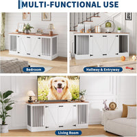 Garvee Large Dog Crate Furniture, 70.8" Wooden Dog Kennel TV Stand for 2 Dogs