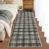 Garvee Teal & Brown 2x6 Washable Runner Rugs Modern Bathroom Rugs Non Slip Kitchen Rugs with Rubber Backing Entryway Rug Soft Non Shedding Stain Resistant Carpet for Laundry Hallway Bedside - Teal & Brown