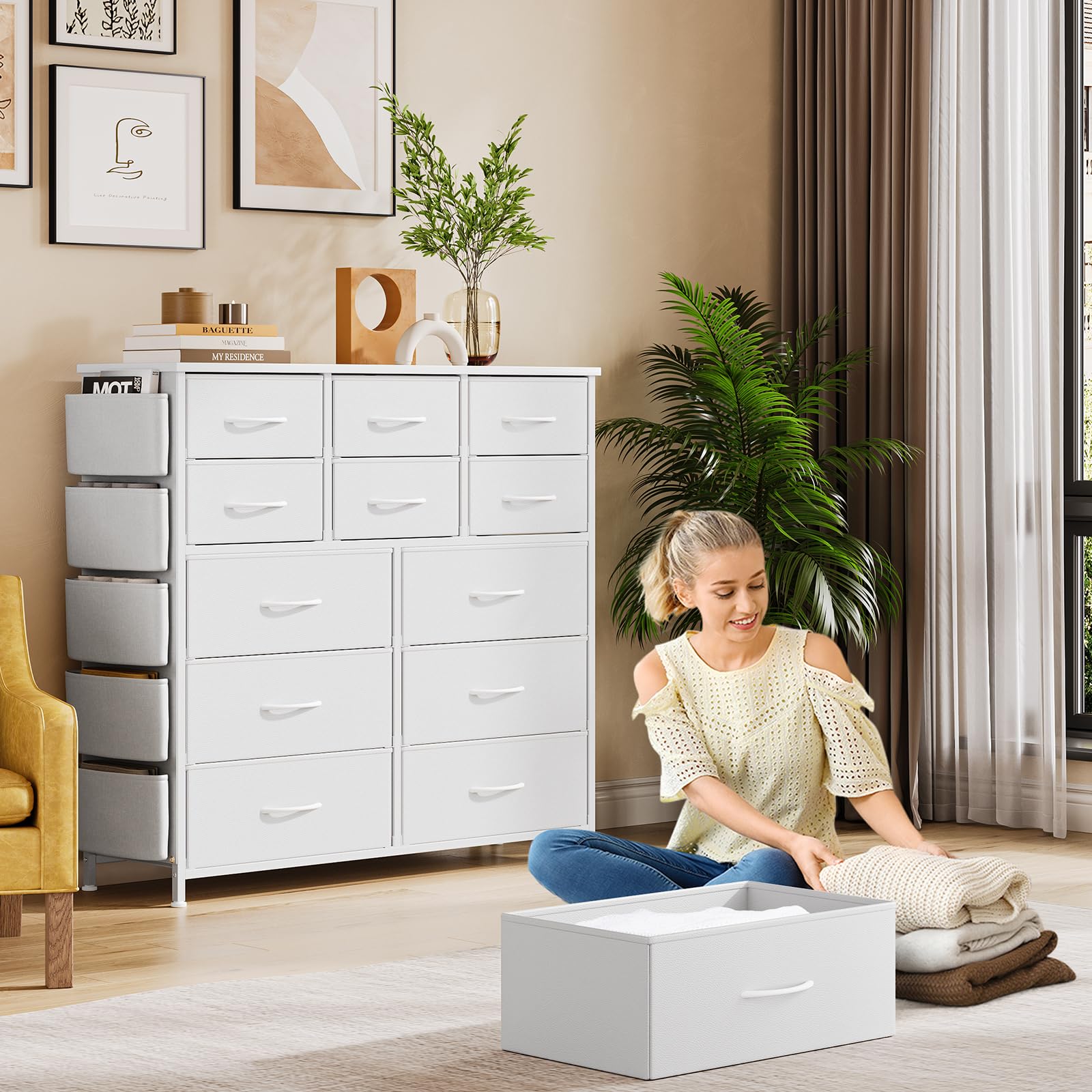 GARVEE White 12 Drawer Dresser
