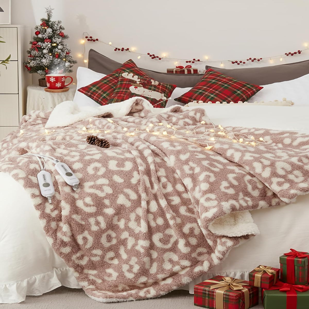 Garvee Heated Blanket Queen Size, Electric Blanket Dual Control Soft Double Sherpa with 4 Heating Levels & 10H Auto Off, Over-Heat Protection, Machine Washable, ETL Certification, Pink 84"x90"