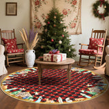 Garvee Christmas Red 3 Ft Round Non-Slip Machine Washable Rug for High Traffic Areas, Living Room, Bedroom, Entryway & Pet Friendly - Red