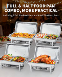Garvee 4-Pack Stainless Steel Chafing Dish Buffet Set - 8QT Large Square Food Warmer for Catering, Weddings & Home Parties, Silver, 24.4x14x12 Inches
