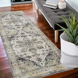 Garvee Oriental Runner Rug 2x6 Modern Rug for Bedroom Machine Washable Rug Vintage Floor Mat for Dining Retro Floor Cover Aesthetic Non-Shedding Anti-Slip Kitchen Mat,Grey - Gray