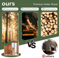 Garvee Large Outdoor Cedar Wood Dog House, Weatherproof Dog Kennel with Roof, Rear Door, Secure Lock & Built-in Storage Outdoor Safe Pet Shelter for Medium to Large Dogs, Wood