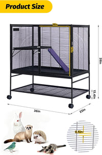 Garvee Metal Small Animal Cage, 39"H Multi-Level Ferret Cage for Small Animals - Large Hamster Cage with Removable Ramp, Removable Tray for Chinchilla, Rabbit, Guinea Pigs, Hedgehog, Gerbil