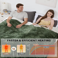 Garvee Heated Blanket King Size with Dual Control, Velvet Soft Fast Heating Blankets King, 4 Heat Settings & 10H Auto Off, Machine Washable, ETL Certified Electric Blanket, 90"x100" Green