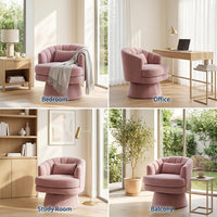 Garvee 360° Swivel Barrel Accent Chair with Lumbar Pillow, Soft Upholstered Single Armchair, Round Base for Living Room/Bedroom/Vanity - With lumbar pillow | velvet | pink