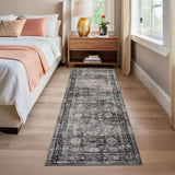Garvee Oriental Green Camel 2x6 Runner Rugs Vintage Printed Hallway Rugs with Non-Slip Backing, Stain-Resistant Oriental Area Rugs, Washable Farmhouse Low Pile Rugs for Kitchen, Laundry - Green Camel