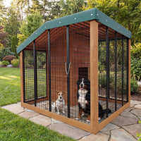 Garvee Large Outdoor Cedar Wood Dog House, Weatherproof Dog Kennel with Roof, Rear Door, Secure Lock & Built-in Storage Outdoor Safe Pet Shelter for Medium to Large Dogs, Wood