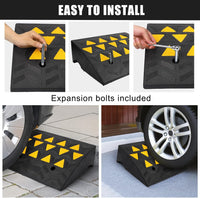 Garvee Rubber Curb Ramp, 6" Rise Height Sidewalk Curb Ramp, 14.6" Width 19.3" Length Driveway Ramp for Curb, Heavy Duty Driveway Curb Ramp for Forklifts, Trucks, Buses, Cars, Wheelchairs, Bikes