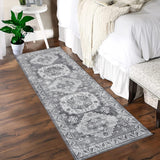 Garvee Vintage Washable Area Rug 4'x6' Boho Rug Faux Cashmere Non Slip Rugs for Living Room Bedroom Oriental Indoor Rug Mat Stain Resistant Throw Rug Kitchen Dining Home Office, Grey - Gray
