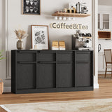 Garvee 62.4" Large Sideboard Buffet Cabinet with 4 Doors and 4 Drawers for Dining Room, Black - Black