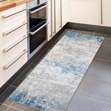 Garvee Runner Rug Grey Blue 2x6 Modern Abstract Washable Kitchen Rug Non Slip Foldable Farmhouse Carpet Runner - Gray Blue
