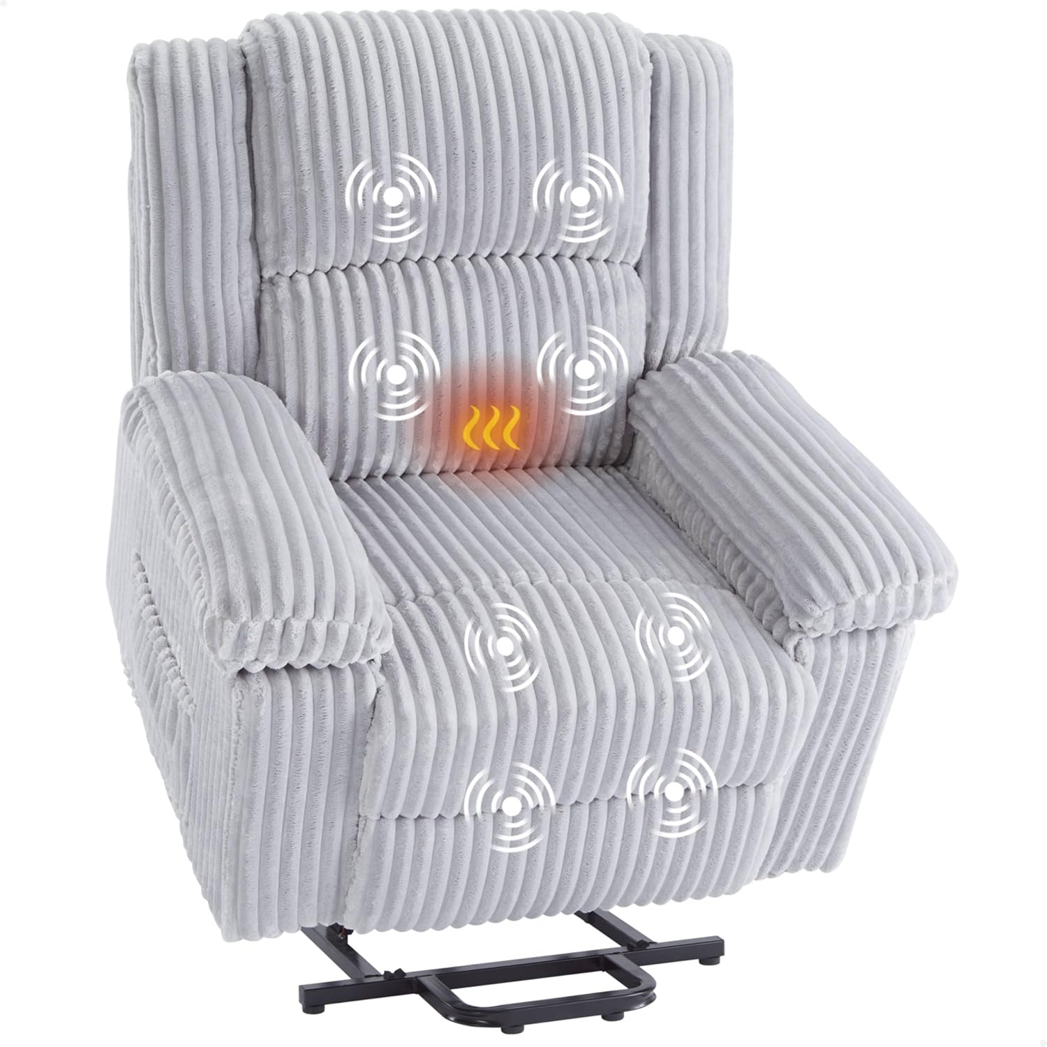 Garvee Power Lift Recliner Chair - Heat and Massage, Electric Lift Plush Recliner with Soft Padded Seat, Back Support & Armrests , Designed for the Elderly and People with Mobility Impaired, Light Gray