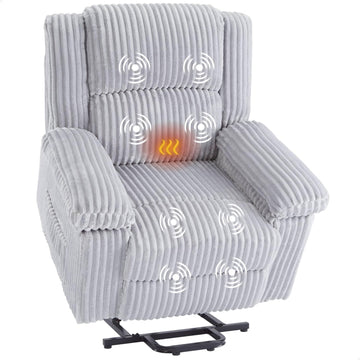 Garvee Power Lift Recliner Chair - Heat and Massage, Electric Lift Plush Recliner with Soft Padded Seat, Back Support & Armrests , Designed for the Elderly and People with Mobility Impaired, Light Gray