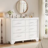 Garvee White Dresser for Bedroom, Modern Wood 6 Drawer Dresser, Chests of Drawers for Closet Hallway, Entryway - White
