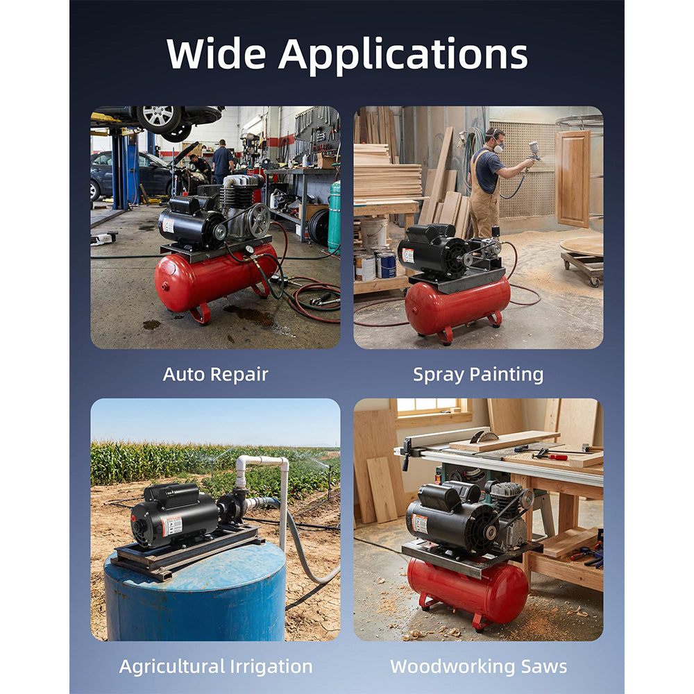 Garvee 5HP Air Compressor Motor 56C Frame Dual Rotation Steel Shell 230V for Pumps & Machinery