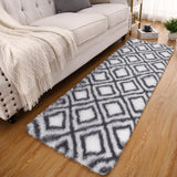Garvee Runner Rug 2x6 Shag Rug for Living Room Shaggy Rug Kids Rug Plush Rug Geometric Carpet Bedroom Fluffy Rug Bedside Rug Soft Rug Non Skid Rug Modern Area Rug for Nursery Dorm, Grey/White 2'x6' - Gray & White