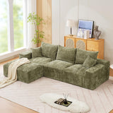 Garvee 110'' Modular Sectional Sofa, L-Shaped Sofa With Deep Seats, Modern Convertible Chenille Couch With Ottomans, Washable Cloud Sofa for Living Room, Bedroom, No Assembly Required - Green
