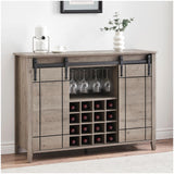 Garvee IDEALHOSUE Farmhouse Coffee Bar Cabinet with Storage, 47’’ Wine Bar Cabinet with Sliding Barn Door, Buffet Sideboard Cabinet with 16 Bottle Wine Rack for Dining, Living Room, Light Rustic Oak - Light Rustic Oak