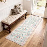 Garvee Washable 2x6 Runner Rugs Floral Carpet Soft Foldable Non-Slip TPR Backing Pink for Kitchen Hallway - Pink