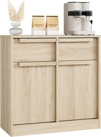 Garvee 31.5" Sideboard Buffet Cabinet with 2 Doors and 2 Drawers for Dining Room, Natural